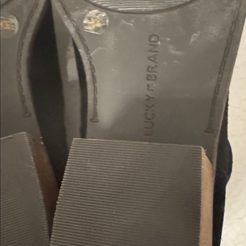 Lucky Brand Chic Black Suede Leather Women's Ankle Booties Boots Casual Size 6M - Picture 10 of 12